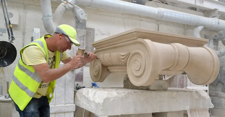 Classical natural Portland stone masonry and carving