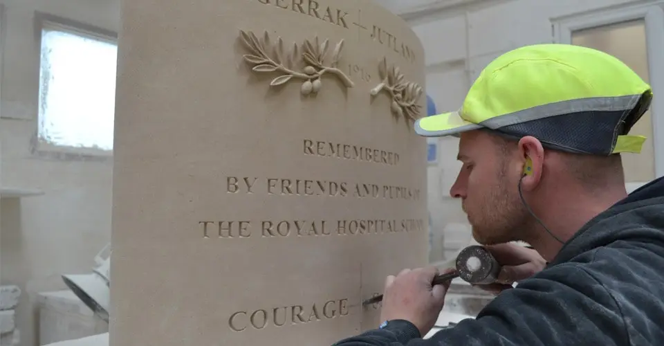 Memorial Portland stone letter cutting 