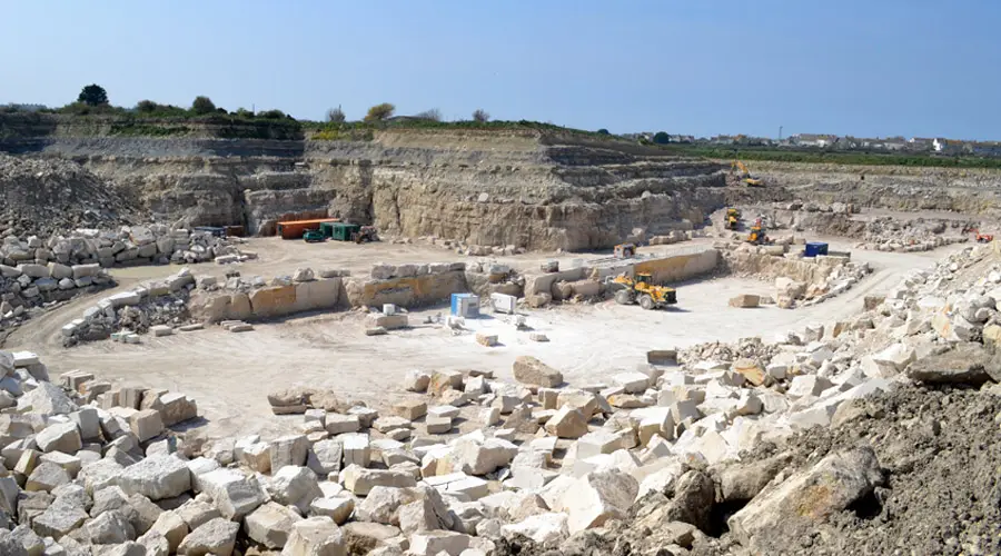 Portland limestone aggregate stock pile