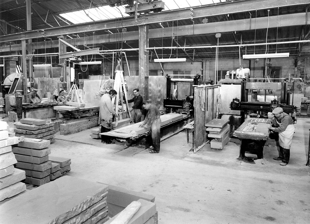 General photograph of Portland stone yard in the late 1970s